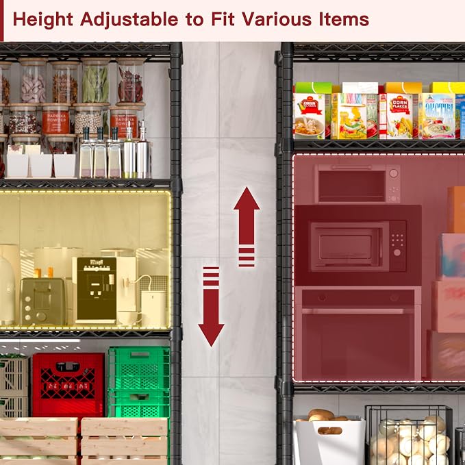 PrimeZone 6 Tier Wire Shelving with Wheels 78''H 1500lbs Storage Shelves NSF Certified Heavy Duty Steel Metal Shelf Adjustable Rolling Rack Kitchen Garage Closet Pantry Laundry 78''HX36''WX18''D - Image 5