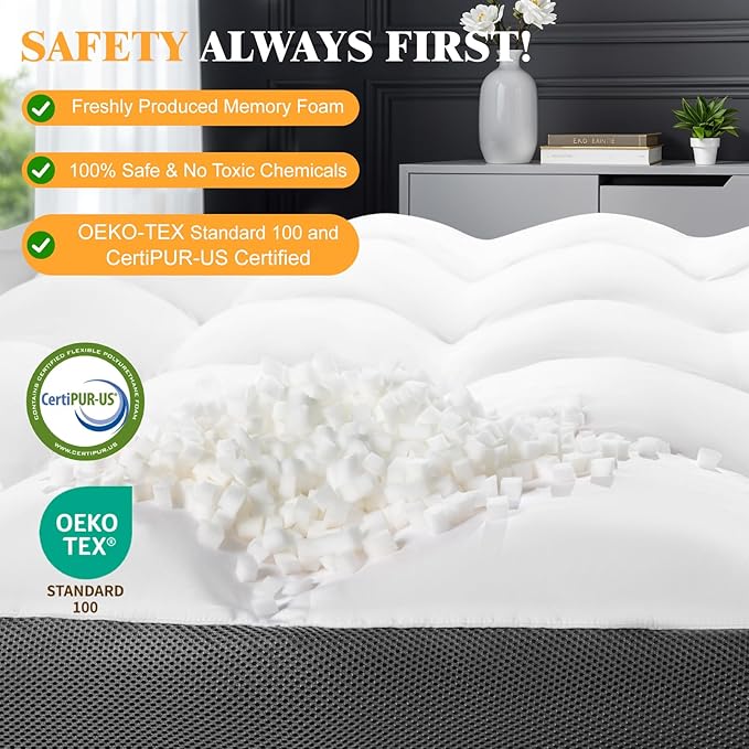 Mattress Pad King Size - 1000GSM 3D+7D Down Alternative Fill,Viscose Made from Bambu Cover,Cooling Extra Firm Pillow Top Mattress Pad for Back Pain with 6"-18" Deep Pocket (78"x80")