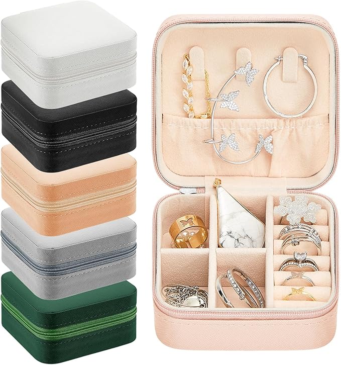 Taiyin Travel Jewelry Case, Bridesmaid Gifts Mini Jewelry Organizer, PU Leather Portable Earring Box for Women Girls by Taiyin