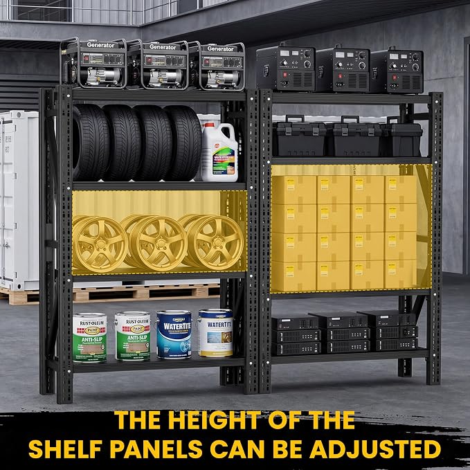 Heavy Duty Garage Shelving, 36" W x 16" D x 71" H, 3000 LBS Capacity, 4-Tier Adjustable Metal Storage Shelves, Reinforced Steel Storage Rack for Garage, Basement, Utility Room - Image 6