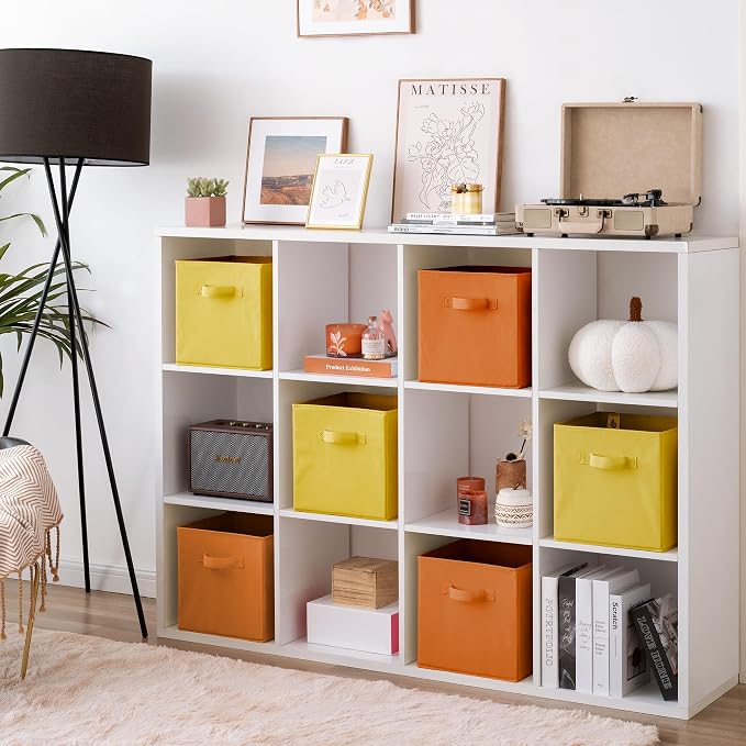 GRANNY SAYS 11 Inch Cube Storage Bins, Cube Storage Organizer, Fabric Storage Bins with Handle, Storage Cubes for Shelves, Closet, 3 Yellow & 3 Orange, 6-Pack - Image 5