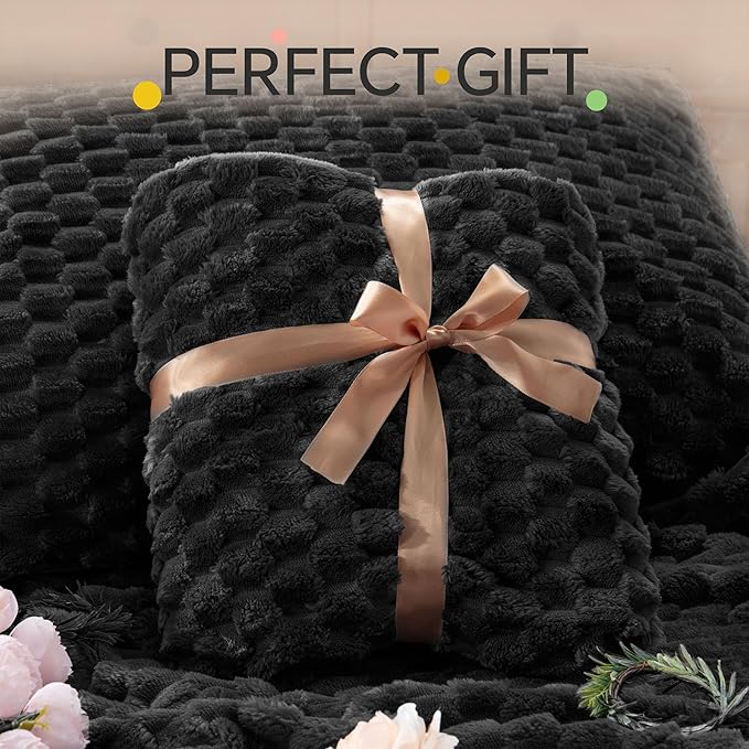 BEDELITE Fluffy Twin Comforter Set - Black Fleece Soft Comforter for Twin Size Bed, Luxury Warm Bedding Set for Winter, Fuzzy Bed Set 2 Pieces (1 Comforter, 1 Pillowcase)
