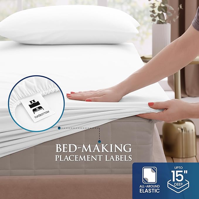 Utopia Bedding Twin Sheets Set - Brushed Microfiber - Soft Bed Sheets for Twin Size Bed Set - Includes 1 Fitted, 1 Flat, & 1 Pillow Case - Deep Pocket (White)