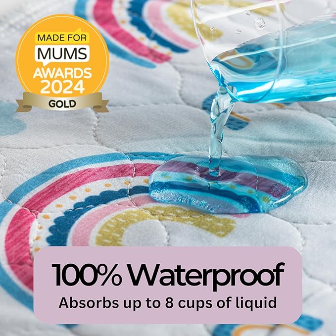 Hygge Sheets®Potty Training Pee Pads for Kids, Toddlers - 100% Waterproof, Non Slip Bed Wetting Pad for Full Size Beds - Washable, Reusable Mattress & Sheet Protector - Rainbow