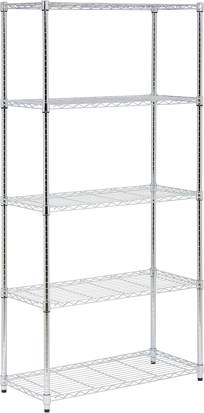 Honey-Can-Do 5-Tier Adjustable Shelving Unit, Chrome SHF-09685 Chrome, 1750lbs (350-lb Weight Capacity Per Shelf) - Image 4