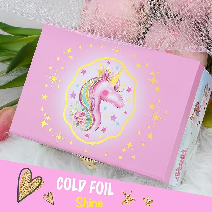 Musical Jewelry Box for Girls- Glitter Storage Box and Jewelry Set- Gifts for Girls, The Unicorn Song - by The Irish Rovers, Unicorn Toys - Image 6