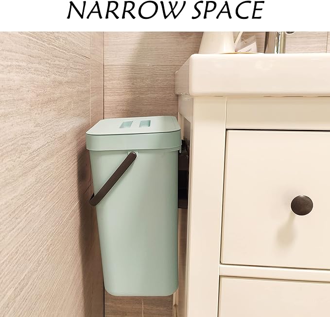 stonespace Compost Bin Kitchen, Under Sink Compost Bin Indoor Sealed, 3.2 Gallon/12L Compost Bucket for Kitchen, Wall Mounted Trash Can，Small Trash Can with Lid，1 Pack Blue - Image 4