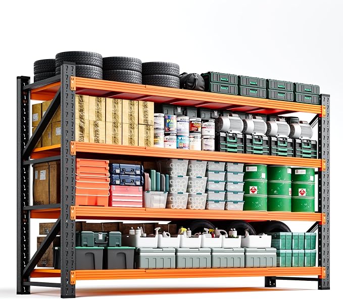 Letaya 71.3" W Metal Storage Shelves,5000LBS Heavy Duty Garage Shelving Units, 4 Tier Adjustable Utility Rack Shelf,Large Industrial Shelves,for Shop,Warehouse,Basement (71.3" W x 24" D x 70" H) by LetayaMetalCabinets