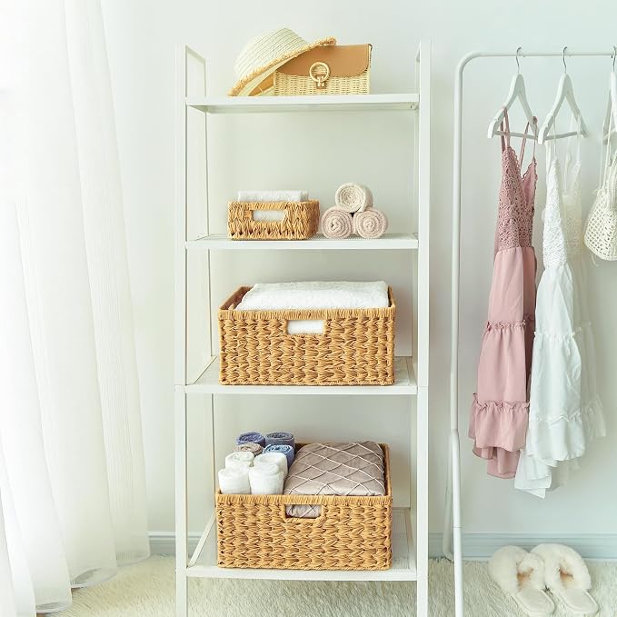 GRANNY SAYS Large Wicker Basket, Decorative Woven Basket for Storage, Wicker Basket with Handles, Waterproof Storage Basket for Shelves, 1-Pack - Image 8
