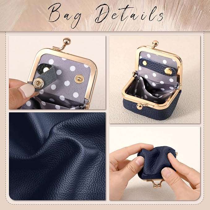 Zivyes Mini Jewelry Box Travel Small Coin Purse Organizer Case Genuine Leather Tiny Size (Blue) - Image 5