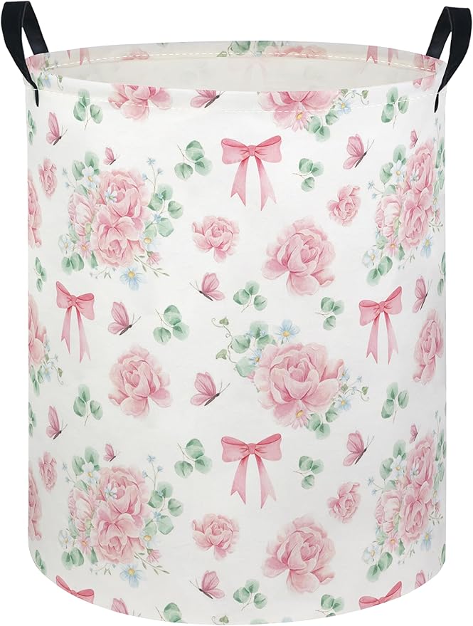 Baby Laundry Hamper kids laundry Basket Waterproof Laundry Bag for Bedroom Toy Clothes Organizer Room Décor(Bowknot Flower) by Unknown
