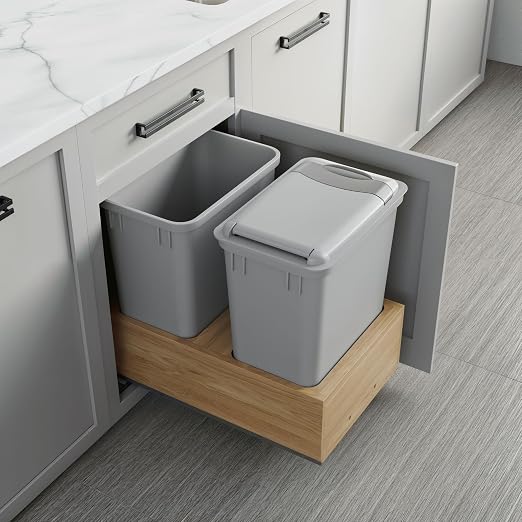 Dowell Double 35Qt Undermount Trash Pull-Out Waste Container with Full Extension Soft-Close Slides, Bottom Mounted, Face Frame/Frameless Min. Cabinet Opening: 15-1/2 Inch Wide-4008 0218 35 - Image 5