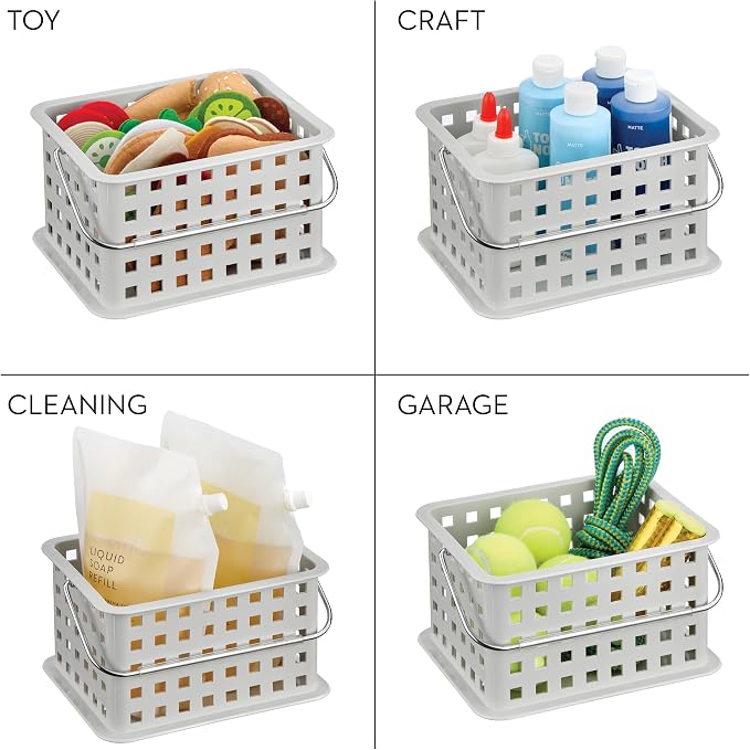 iDesign Shower Caddy Basket with Handle for Bathroom or College Dorm, Light Gray, Made in USA - Image 7