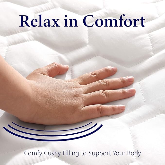 Grand Hotel Collection Cot Size Mattress Pad - Thin, Lightweight, and Breathable Mattress Pad - Ideal for Hot Sleepers & Plush Mattresses - Stretch Fits up to 15" - Easy to Wash (Cot Size 33 X75)