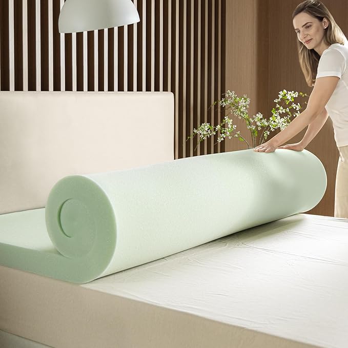ZINUS 4 Inch Green Tea Memory Foam Mattress Topper, Dorm Bedding, Pressure-Relieving Layer, Ideal for Back Pain Relief, Compact WONDERBOX Packaging, CertiPUR-US Certified, Twin