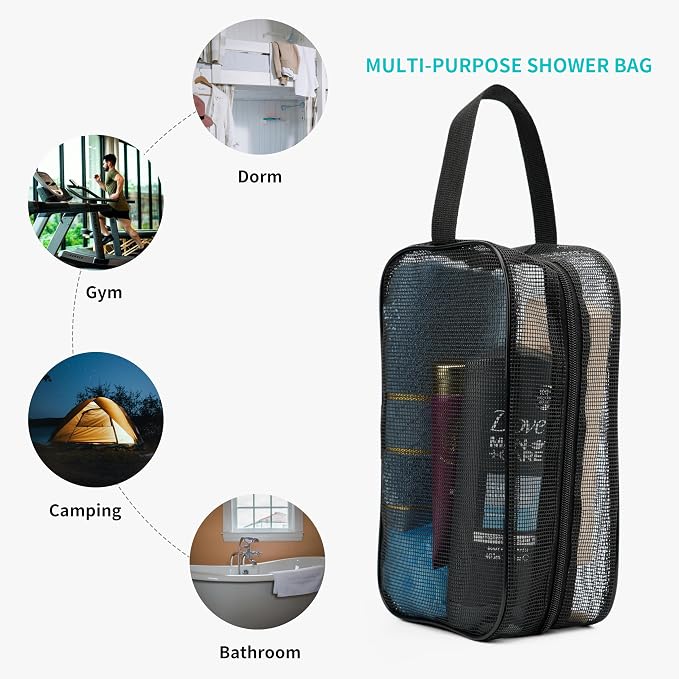 REDSINDA Mesh Shower Caddy Bag for Bathroom Gym Camping Portable Travel Mesh Toiletry Bag for Women Men - Image 4