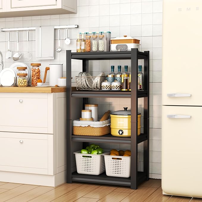 PRESTELION 4-Tier Storage Shelves Adjustable Metal Shelving Unit Garage Shelving Heavy Duty Storage Rack for Laundry Bathroom Kitchen Pantry Closet(13.8" D x 23.6" W x 44" H),Black - Image 2