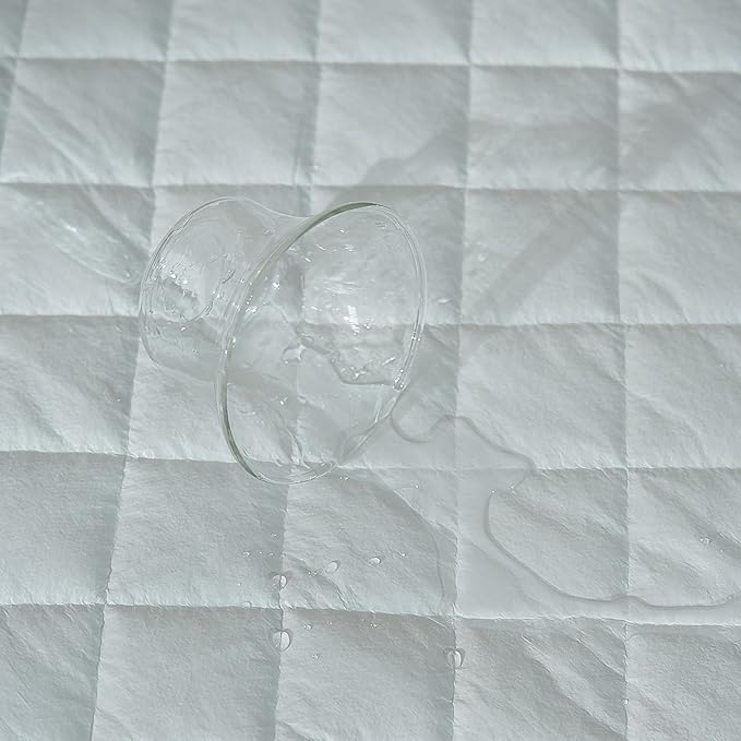 2 Pack Crib Size Waterproof Mattress Protector, Quilted Cooling Fitted Bed Mattress Cover Pad, Soft and Breathable Noiseless Machine Washable, Vinyl Free (Crib Size) (2 Pack)
