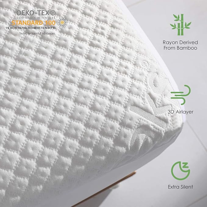 King Size Waterproof Mattress Protector Fitted Mattress Pad Cover with Deep Pocket Up to 18'' (Pack of 2)