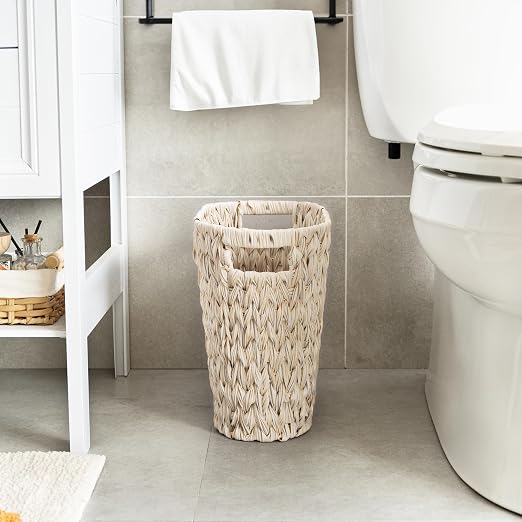 GRANNY SAYS Wicker Trash Can, Waterproof Bathroom Trash Can, Wicker Waste Basket for Bathroom, Decorative Boho Waste Basket for Bedroom, Office, 19 Liters/5 Gallons - Image 7