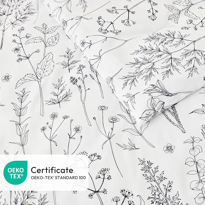 Love's cabin White King Size Comforter Set - King Comforter Set, 3 Pieces Cute Floral Bedding Sets for All Seasons,1 Soft Reversible Botanical Flowers Comforter and 2 Pillow Shams