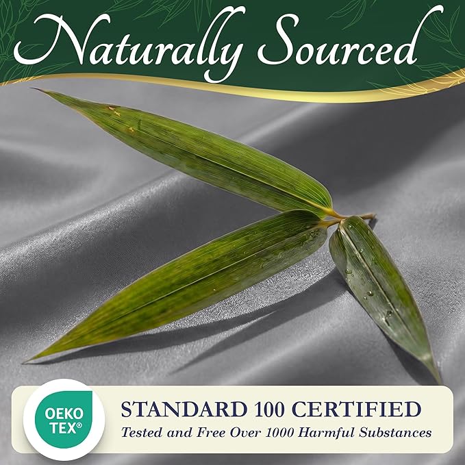 DECOLURE 100% Viscose Derived from Bamboo Sheets Twin Size - Luxury 4 Pc Naturally Cooling Sheets, Ultra Soft Bed Set - Deep 17" Pockets, Durable Double Stitching, Oeko Tex Standard (Midgrey)