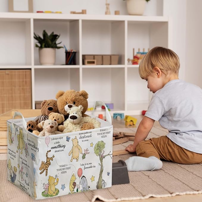 Winnie Storage Basket, The Pooh Nursery Baby Stuff, Winnie Nursery Storage Baske Storage Basket With A Waterproof PE Coating, Foldable Large Canvas Laundry Hamper Suitable For Bathroom and Bedroom - Image 7