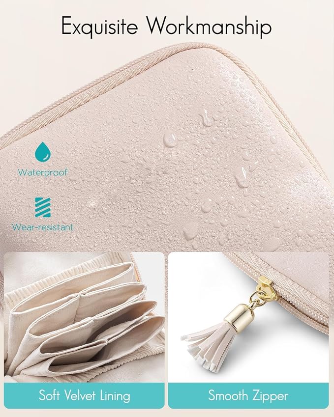 Small Travel Jewelry Organizer,Jewelry Pouch Bags,Velvet Jewelry Storage Bag for Bracelet Rings Earring,Portable Jewelry Travel Case for Traveler (Beige) - Image 4