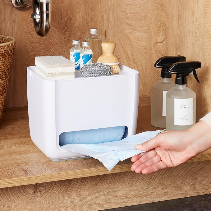 YouCopia SinkSuite Trash Bag Dispenser, Standing Garbage Bag Organizer with Removable Lid and Cradle for Storage, Speckled White - Image 6