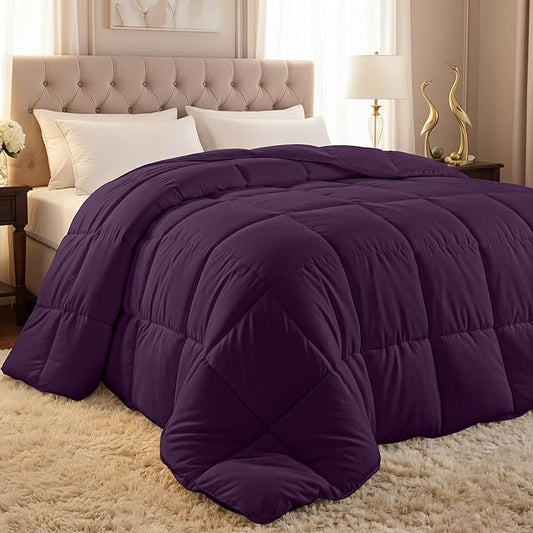 Utopia Bedding Twin Comforter Duvet Insert, Quilted Plum Comforter with Corner Tabs, Box Stitched Down Alternative Comforters Twin Size 64 x 88 inches