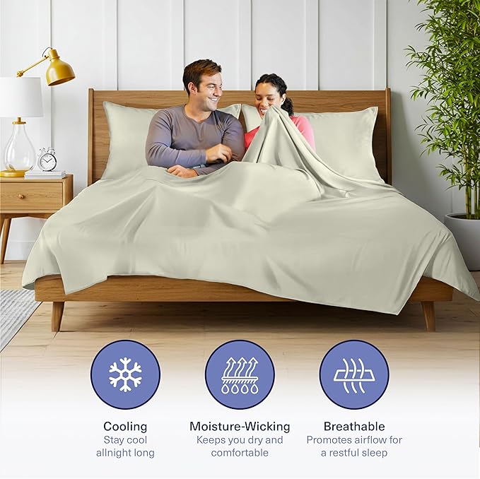 Kickoff Viscose Bamboo Sheets California King Size 4-pc 100% Organic Bamboo Viscose Bed Cooling Sheets Cal King Set Cool Bedding for hot Sleepers Sheet, Flat, Fitted, Pillowcases (Sage Green, CK)
