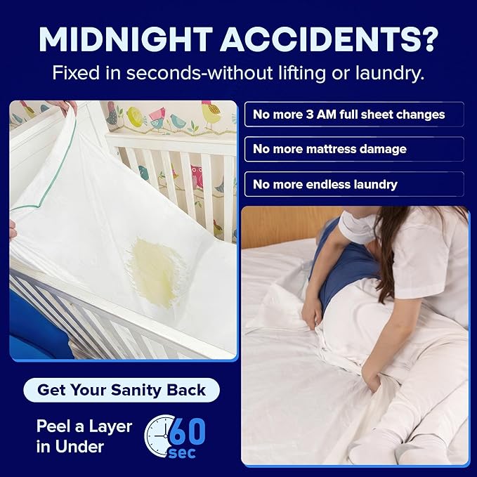 PEELAWAYS Waterproof Disposable Bed Sheets – for Use in Home Mattresses, Hospital Beds, Massage Tables, Hotels, and Campers – Comes with 5 Quick and Easy Peel Away Layers for Your Use