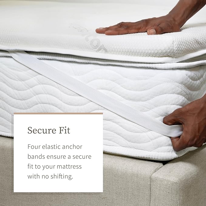 Saatva Graphite Memory Foam Mattress Topper - 3” Memory Foam Layer - Enhanced Comfort & Cooling - Queen