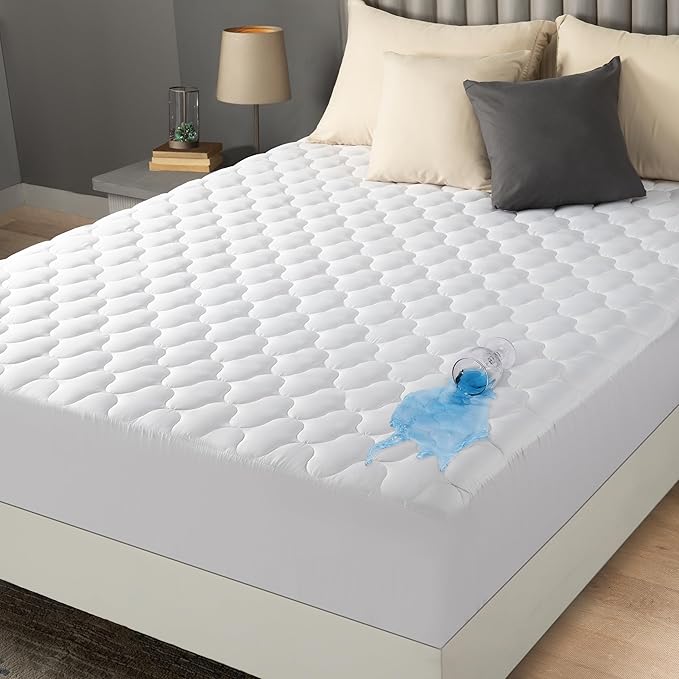 Utopia Bedding Waterproof Mattress Protector, Twin XL Mattress Pad, Noiseless Quilted Fitted Cover with Deep Pocket Stretches up to 16 Inches (White)