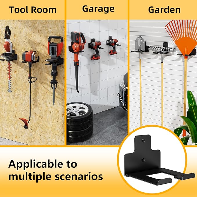Garage Organization Wall Mounted Storage Rack, Heavy Duty Tool Hanger for Grass Trimmer, Hedge Trimmer, Weed Wacker and Garden Power Tools, 1 Pack - Image 2