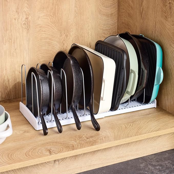 YouCopia StoreMore Expandable Cookware Rack with Tall Steel Wires, 12.5"-22" Wide Adjustable Pan Organizer for Kitchen Cabinet Storage, Premium Edition - Image 9