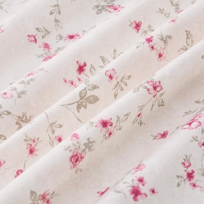 Modern Threads 4-Piece Ultra Soft Microfiber Bed Sheets Set, Wrinkle Free Sheets with Deep Pockets Fitted Sheet, Flat Sheet & Pillowcases, Lightweight Breathable Bedding, Floral Rose, Queen
