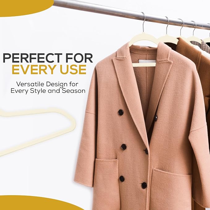 Techzoo Premium Velvet Hangers 30 Pack Ultra Thin Non Slip Adult Felt Space Saving Suit Hanger for Closet Heavy Duty Coat Pants Jackets Dress Hangers 360° Swivel Hook Hold Upto 10 lbs Ivory - Image 7