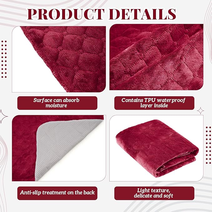 Couples Waterproof Mat Lover Reusable Stainproof Blanket Quiet Easy Use Towel Protector for Adult Multi Functional Bed Sheets Couple Messy Play Pleasure Comfort(Red,54 x 34 Inch)