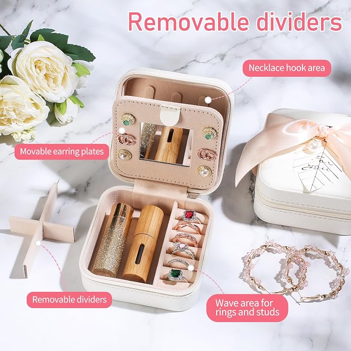 AYGXU Travel Jewelry Box for Women and Girls - Small Case With Initial A-Z - Teacher Gifts - Image 2
