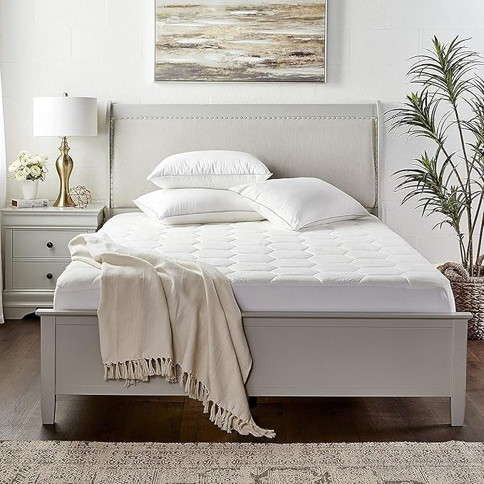 Mattress Pad Cover - Bed Topper & Waterproof Protector w/Deep Pockets, Twin Size, White