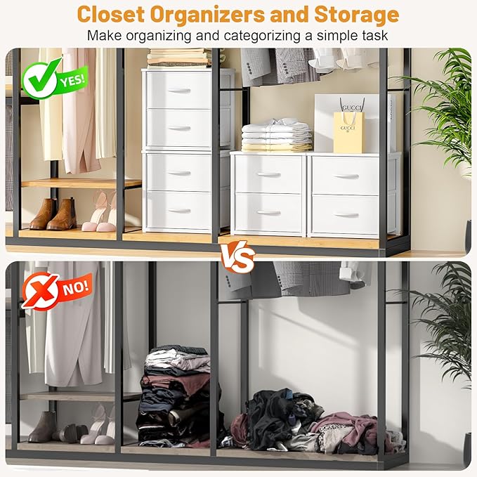 DAOUTIME Stackable Storage Drawers, White Closet Organizer with Wooden Top & Metal Frame, Closet Storage Drawers for Clothes, Freestanding or Stackable Dresser for Bedroom, Living Room, Under Bed - Image 6