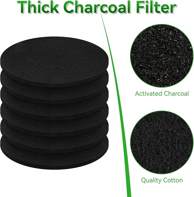 12 Pack Charcoal Filters for Compost Bucket, 6.7 Inch Compost Filters for Countertop Bin, Activated Carbon Replacement Filters for Kitchen Compost Bins, Home Bucket Compost Bin Refill, Round (12) - Image 4