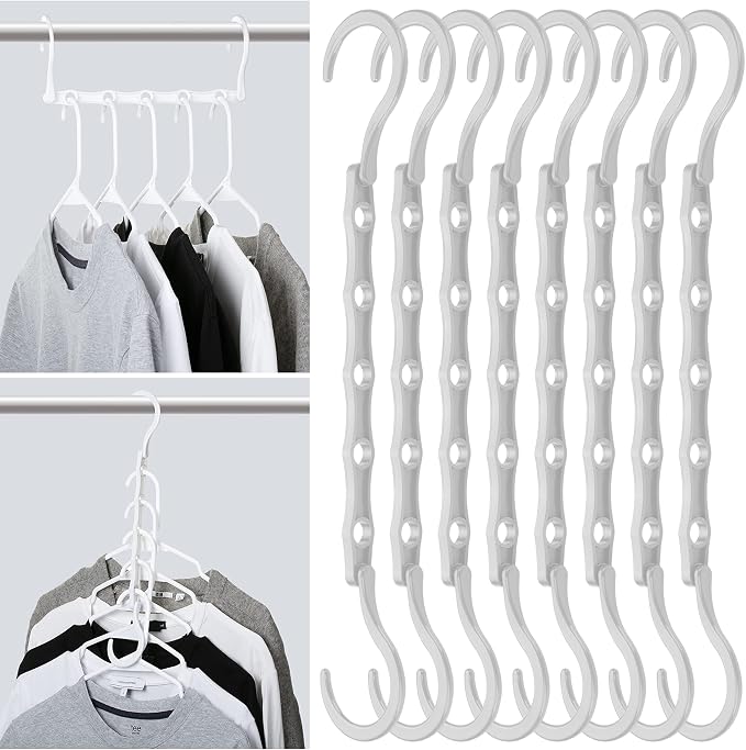 Mr. Pen Space Saving Hangers - 8 Pack White Space Saver Shirt Hangers, Clothes Organizer by MrPen