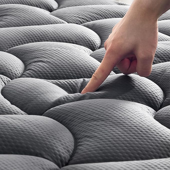SLEEP ZONE Waterproof Mattress Pad Twin XL, Breathable Mattress Topper Quilted Fitted Cover Protector with Deep Pockets fits 8-21 inch, Gray