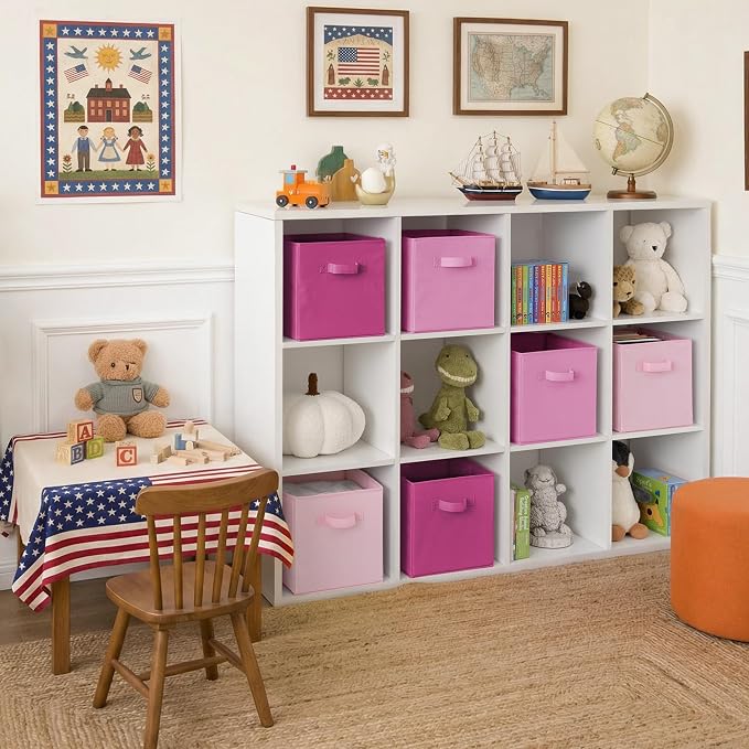 Cupic Cupid 11 Inch Storage Cube, Fabric Cube Storage Bin with Handles, Storage Cube Organizer for Clothes and Toys, Collapsible Cube Bins for Closet, Shelves, Nursery, 6-Pack, Pink Gradient - Image 5