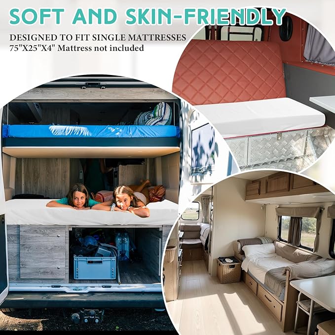 2-3 Inch Mattress Topper Cover (Only Cover) Memory Foam Protector Microfiber Memory Foam for Latex Mattress Topper Gel RV (Queen 80 x 60 Inch,White)