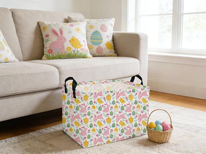 Rectangular Easter Basket Kids Basket Rectangular Cute Storage Bin Organizer Box Room Decor for Home Decor. - Image 3