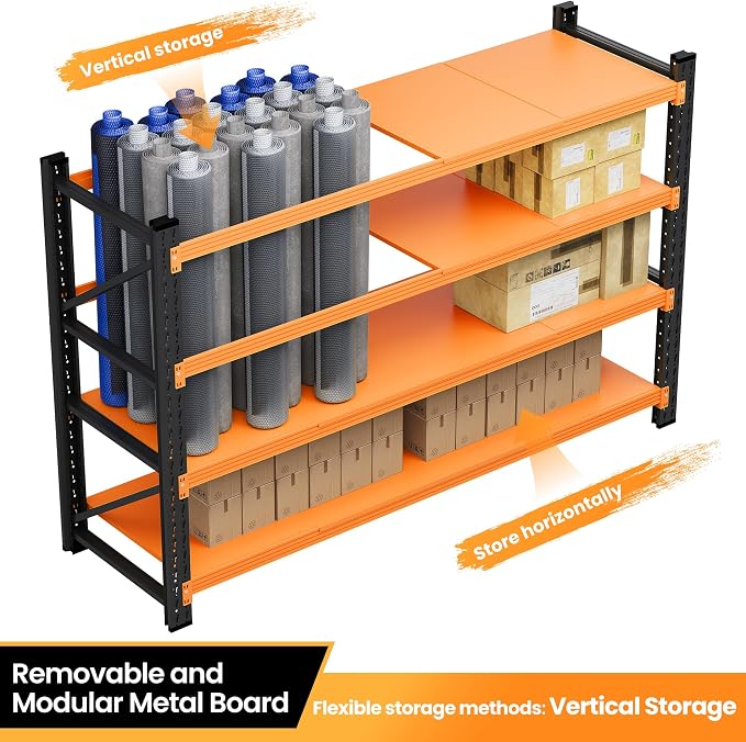 60" Wide Garage Shelving Heavy Duty, 24" Deep Large Storage Shelves, 4 Tier Tall Steel Industrial Shelving, 5000 LBS Adjustable Standing Shelf for Warehouse/Shop 60" W x 24" D x 70" H - Image 6