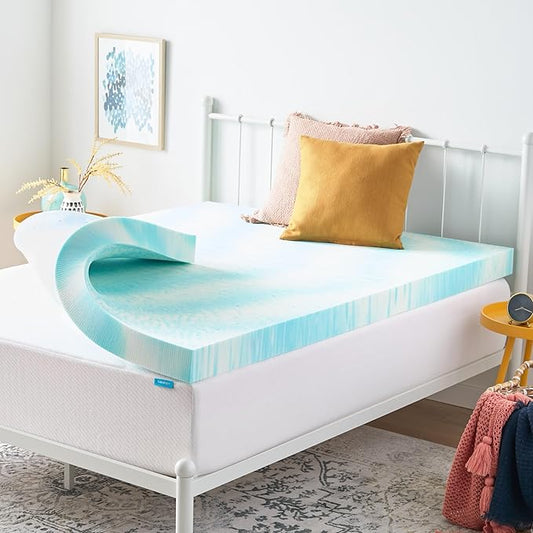Linenspa 4 Inch Swirl Gel Memory Foam Mattress Topper, King Size – Cooling Gel Infused, Ventilation Holes – Pressure Relieving Bed Topper – CertiPUR Certified